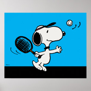 Peanuts Snoopy Plays Tennis Poster