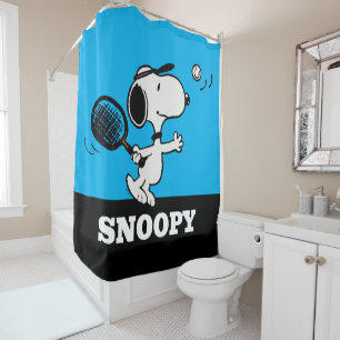 Peanuts   Snoopy Plays Tennis Shower Curtain