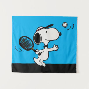 Peanuts   Snoopy Plays Tennis Tapestry