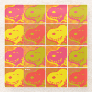Peanuts Snoopy Pop Art Pattern Glass Coaster
