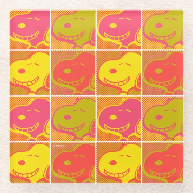 Peanuts | Snoopy Pop Art Pattern Glass Coaster (Front)