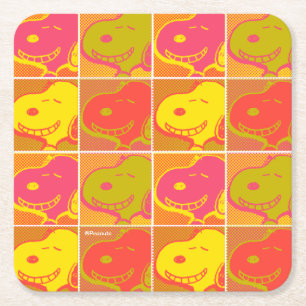 Peanuts Snoopy Pop Art Pattern Square Paper Coaster