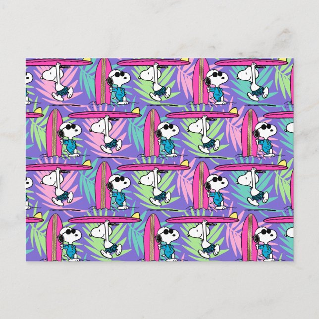 Peanuts | Snoopy Purple Surf Pattern Postcard (Front)