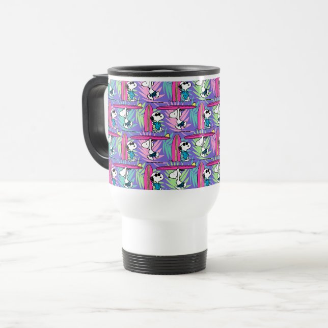 Peanuts | Snoopy Purple Surf Pattern Travel Mug (Front Left)