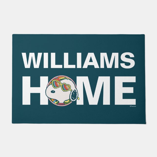 Peanuts | Snoopy Rainbow Heart | Personalised Doormat (Front)