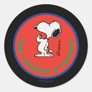 Peanuts   Snoopy Raw Strength & Courage Badge Classic Round Sticker