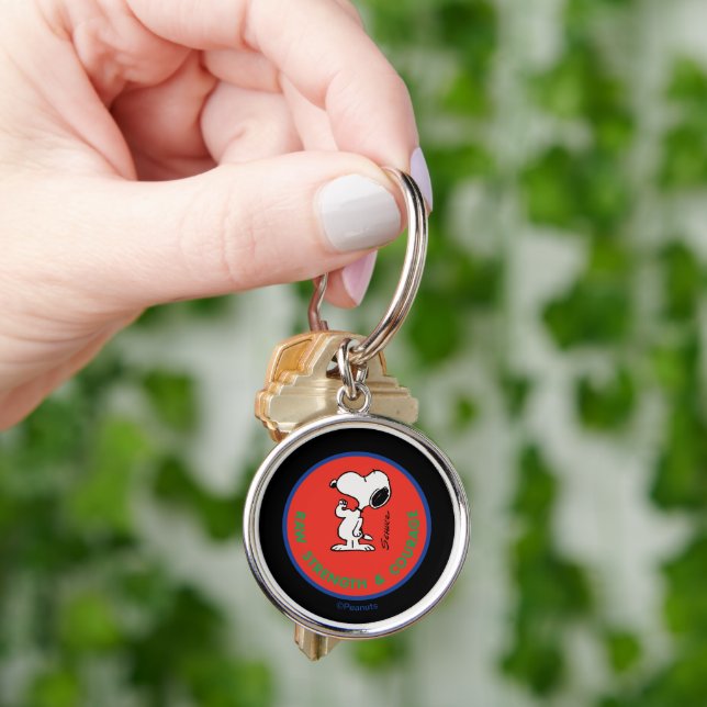 Peanuts | Snoopy Raw Strength & Courage Badge Key Ring (Hand)