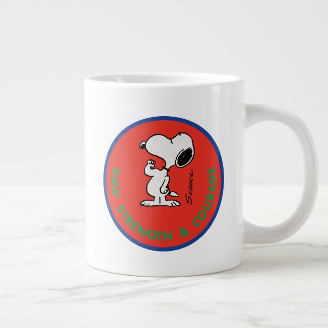 Peanuts | Snoopy Raw Strength & Courage Badge Large Coffee Mug (Right)