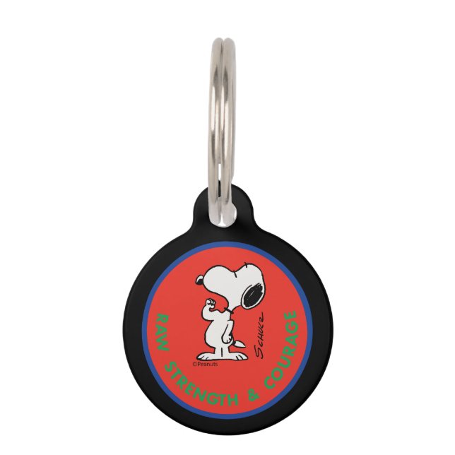 Peanuts | Snoopy Raw Strength & Courage Badge Pet Tag (Front)