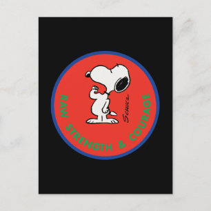 Peanuts Snoopy Raw Strength & Courage Badge Postcard