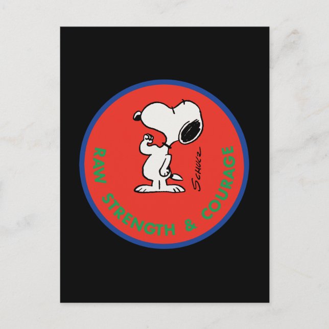 Peanuts | Snoopy Raw Strength & Courage Badge Postcard (Front)