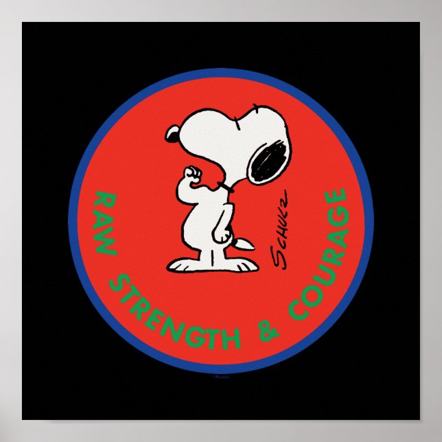 Peanuts | Snoopy Raw Strength & Courage Badge Poster (Front)