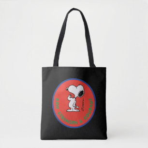 Peanuts   Snoopy Raw Strength & Courage Badge Tote Bag