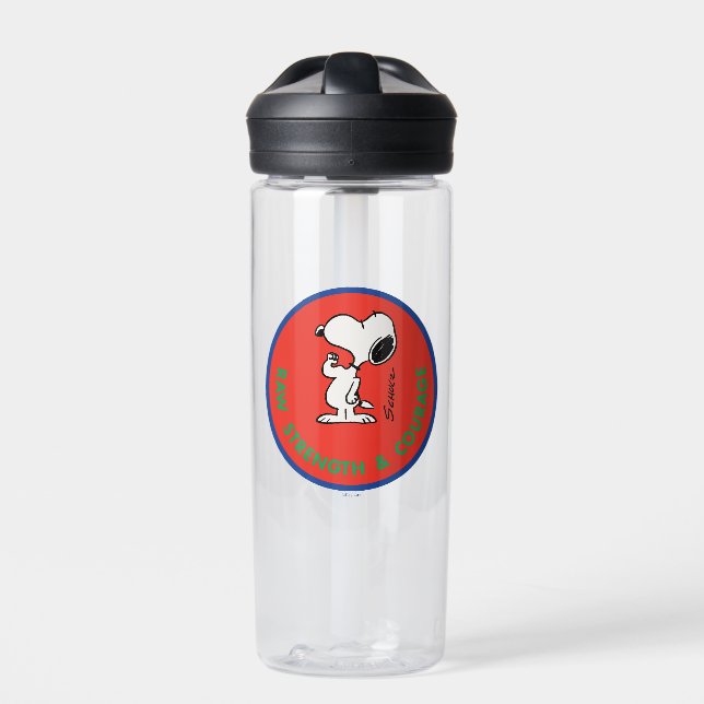 Peanuts | Snoopy Raw Strength & Courage Badge Water Bottle (Front)