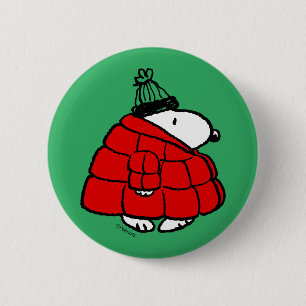 Peanuts   Snoopy Red Puffer Jacket 6 Cm Round Badge