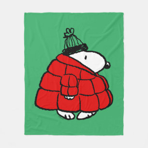 Peanuts Snoopy Red Puffer Jacket Fleece Blanket