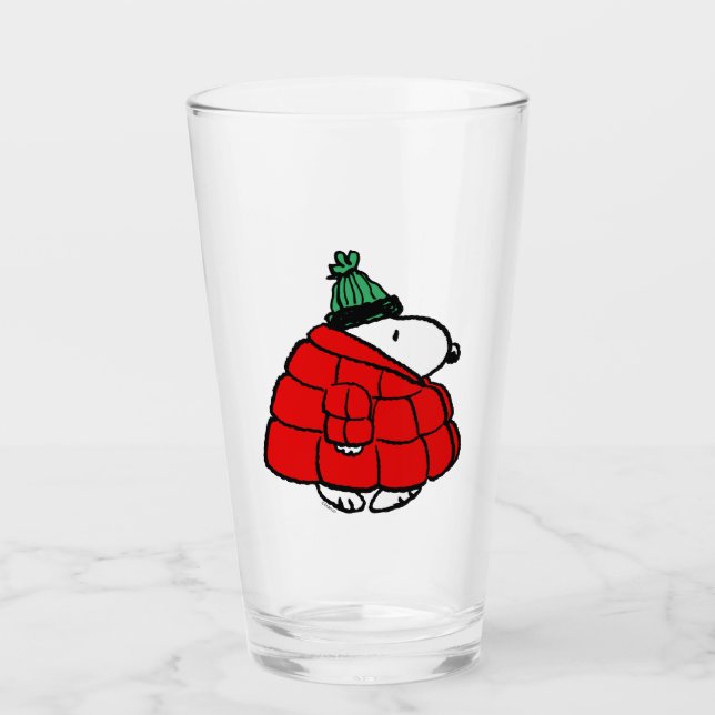 Peanuts | Snoopy Red Puffer Jacket Glass (Front)