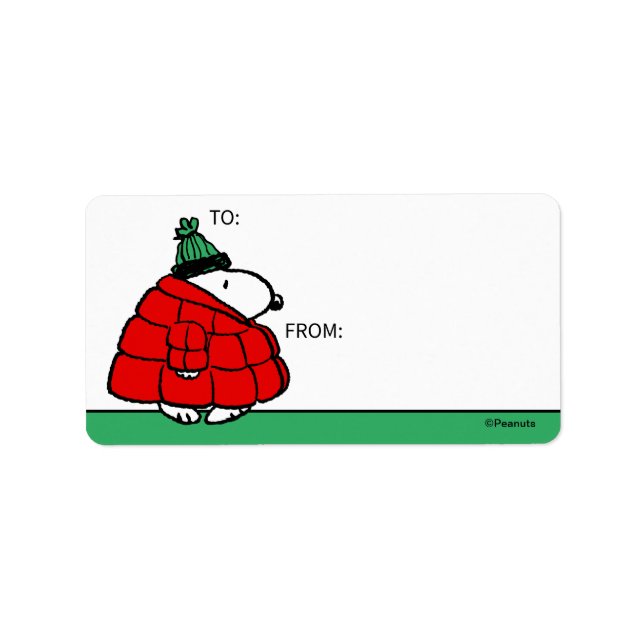 Peanuts | Snoopy Red Puffer Jacket Label (Front)