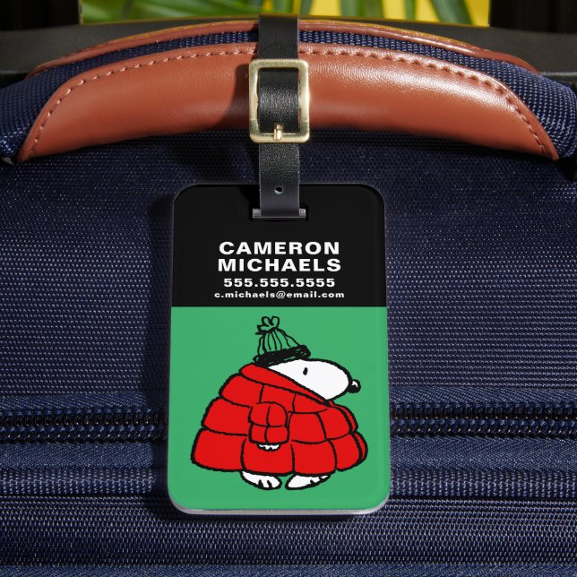 Peanuts | Snoopy Red Puffer Jacket Luggage Tag (Front Insitu 2)