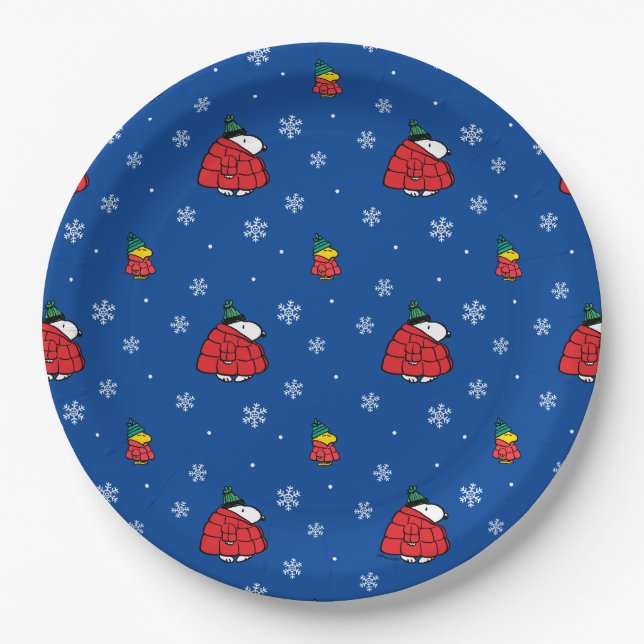 Peanuts | Snoopy Red Puffer Jacket Paper Plate (Front)