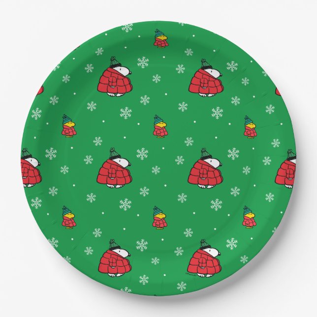 Peanuts | Snoopy Red Puffer Jacket Paper Plate (Front)