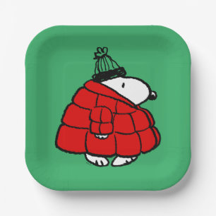 Peanuts   Snoopy Red Puffer Jacket Paper Plate