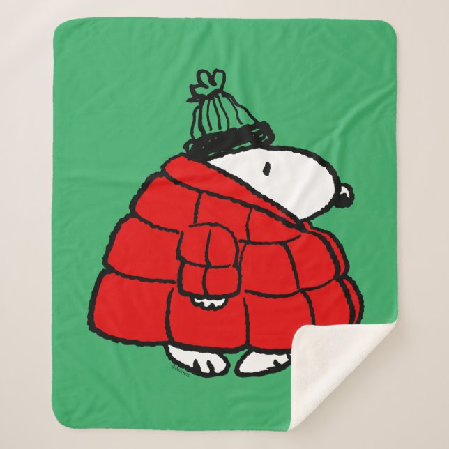 Peanuts | Snoopy Red Puffer Jacket Sherpa Blanket (Front)