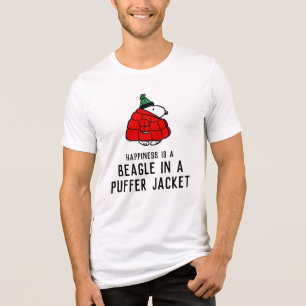 Peanuts Snoopy Red Puffer Jacket Tri-Blend Shirt
