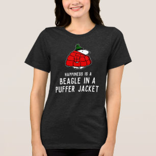 Peanuts   Snoopy Red Puffer Jacket Tri-Blend Shirt