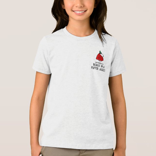 Peanuts | Snoopy Red Puffer Jacket Tri-Blend Shirt (Front)
