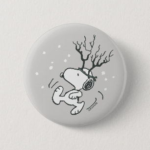 Peanuts   Snoopy Reindeer 6 Cm Round Badge