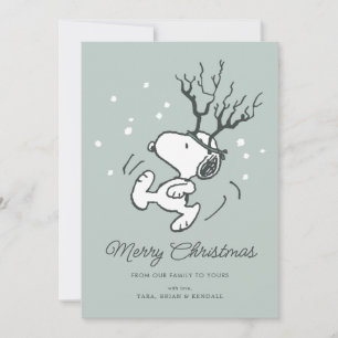 Peanuts Snoopy Reindeer Crossing Christmas Holiday Card