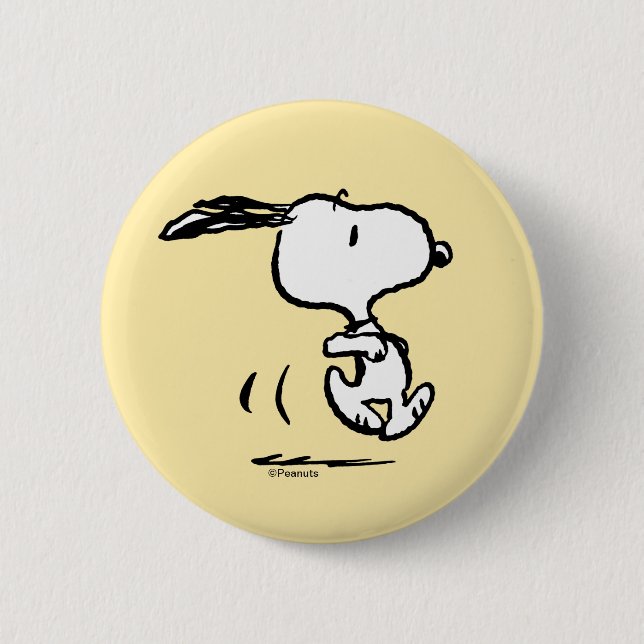 Peanuts | Snoopy Running 6 Cm Round Badge (Front)