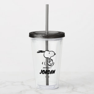 Peanuts Snoopy Running Add Your Name Acrylic Tumbler