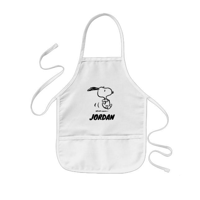 Peanuts | Snoopy Running | Add Your Name Kids Apron (Front)