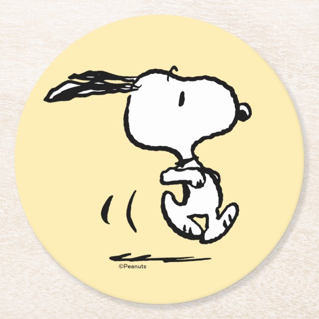 Peanuts | Snoopy Running Round Paper Coaster (Front)