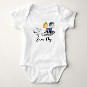 Peanuts   Snoopy, Sally & Linus Sled Riding Baby Bodysuit
