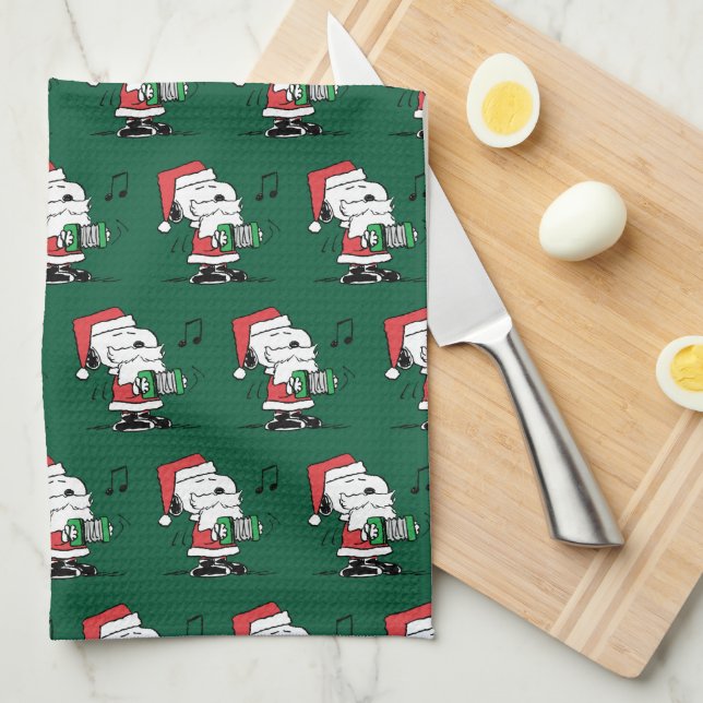 Peanuts | Snoopy Santa Claus Accordian Tea Towel (Quarter Fold)