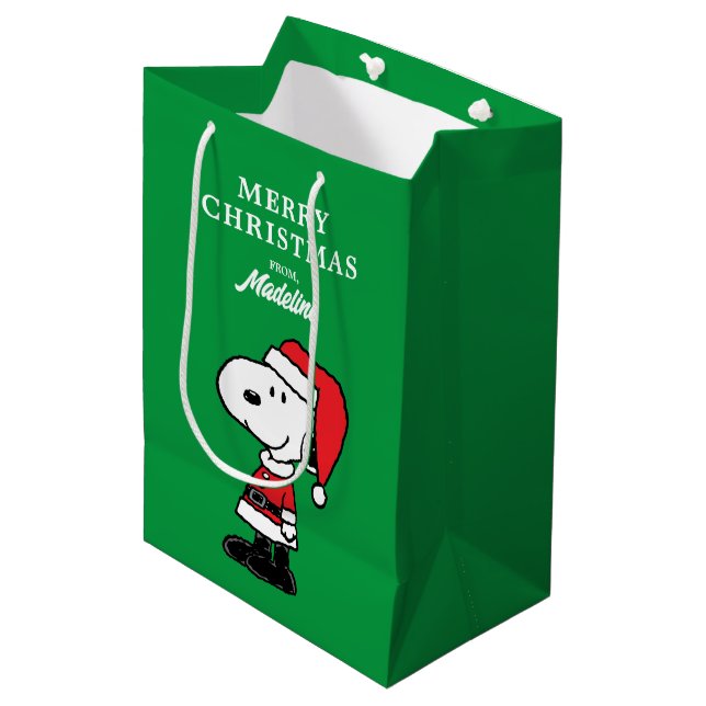 Peanuts | Snoopy Santa Claus Medium Gift Bag (Front Angled)