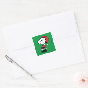 Peanuts Snoopy Santa Claus Square Sticker