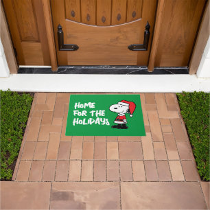 Peanuts   Snoopy Santa Home for the Holidays Doormat
