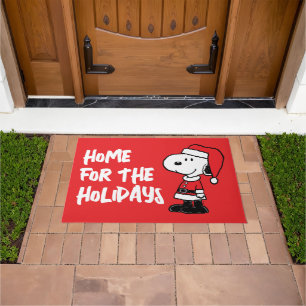 Peanuts Snoopy Santa Home for the Holidays Doormat