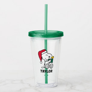Peanuts Snoopy Santa & Woodstock Add Your Name Acrylic Tumbler