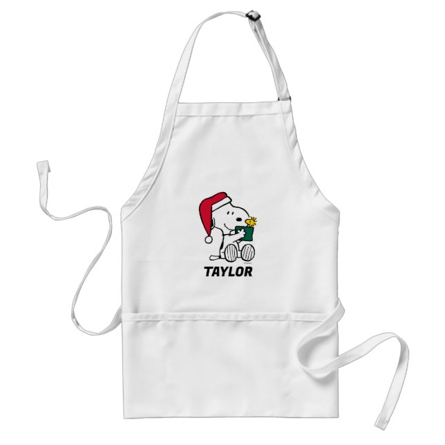 Peanuts | Snoopy Santa & Woodstock | Add Your Name Standard Apron (Front)
