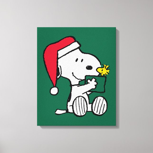 Peanuts | Snoopy Santa & Woodstock Gift Canvas Print (Front)
