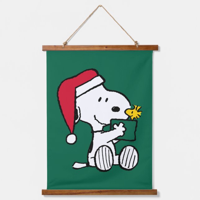 Peanuts | Snoopy Santa & Woodstock Gift Hanging Tapestry (Front)