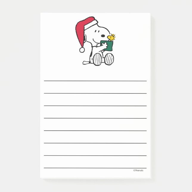Peanuts | Snoopy Santa & Woodstock Gift Post-it Notes (Front)