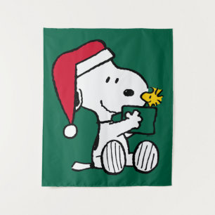 Peanuts Snoopy Santa & Woodstock Gift Tapestry