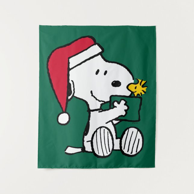 Peanuts | Snoopy Santa & Woodstock Gift Tapestry (Front)