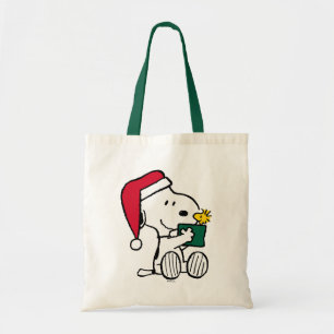Peanuts Snoopy Santa & Woodstock Gift Tote Bag